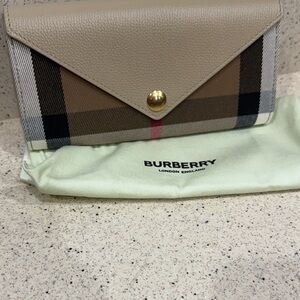 Burberry Beige and Black Checkered Wallet